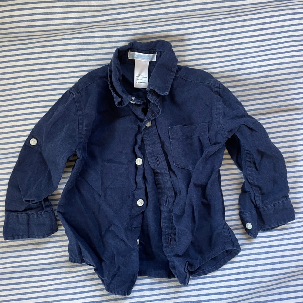 Janie and Jack, Navy Blue Button-Up Shirt